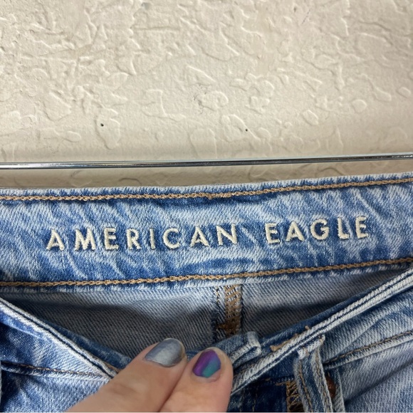 American Eagle Distressed High Rise Skater Jeans in Patch Me Up - Picture 12 of 14